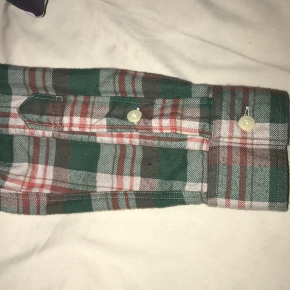Green, orange and white J. Crew flannel - Picture 5 of 5